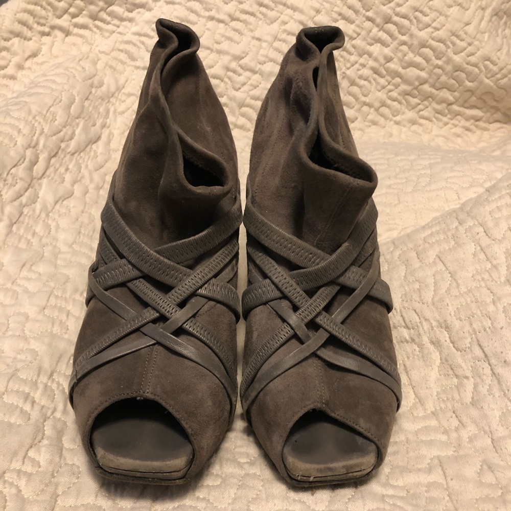 Dana Davis Suede Peeptoe Booties
